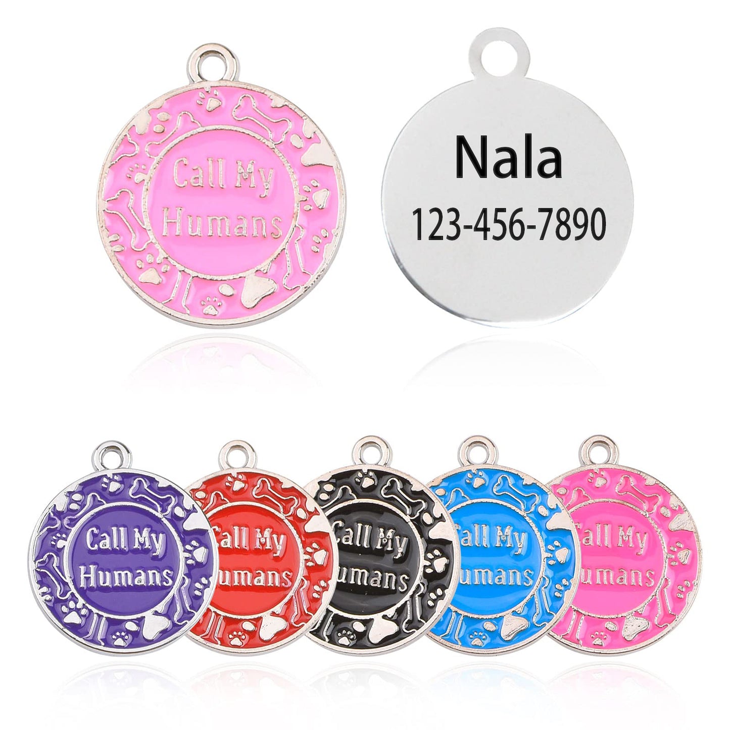 Cute Metal Personal Pet ID Tag -"Call My Humans"