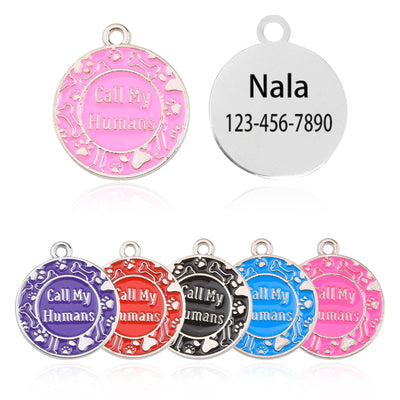 Cute Metal Personal Pet ID Tag -"Call My Humans"