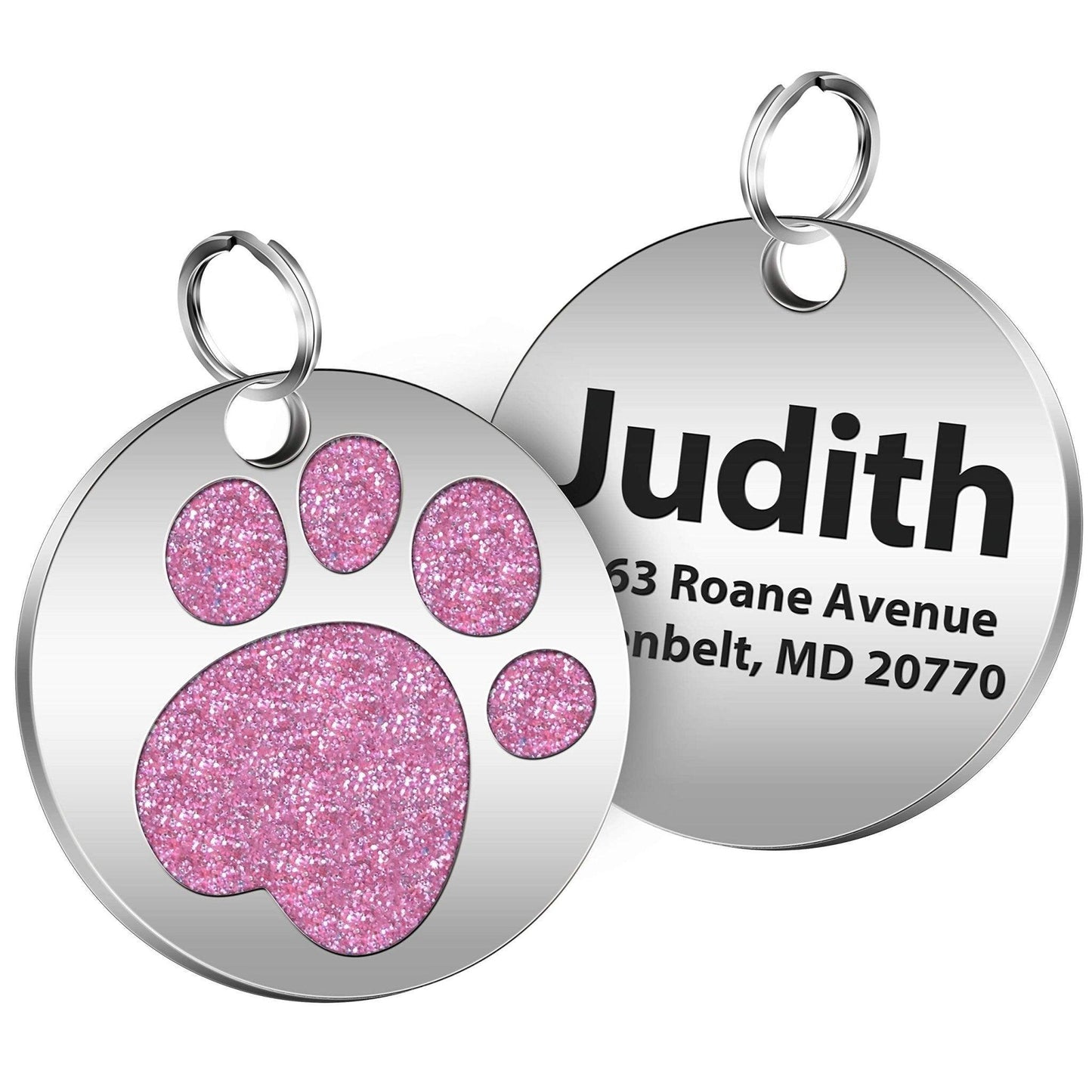 Paw Round Engraved Personalized Pet ID Tag