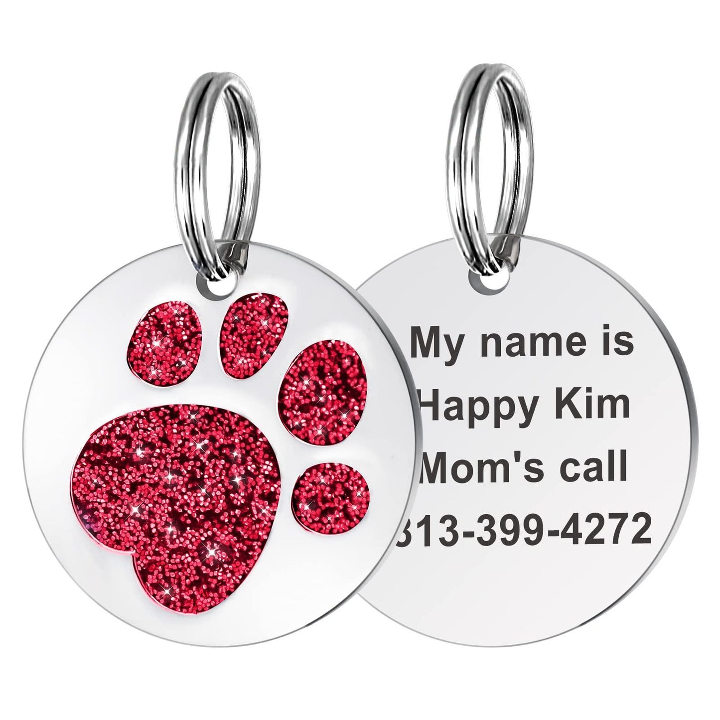 Paw Round Engraved Personalized Pet ID Tag