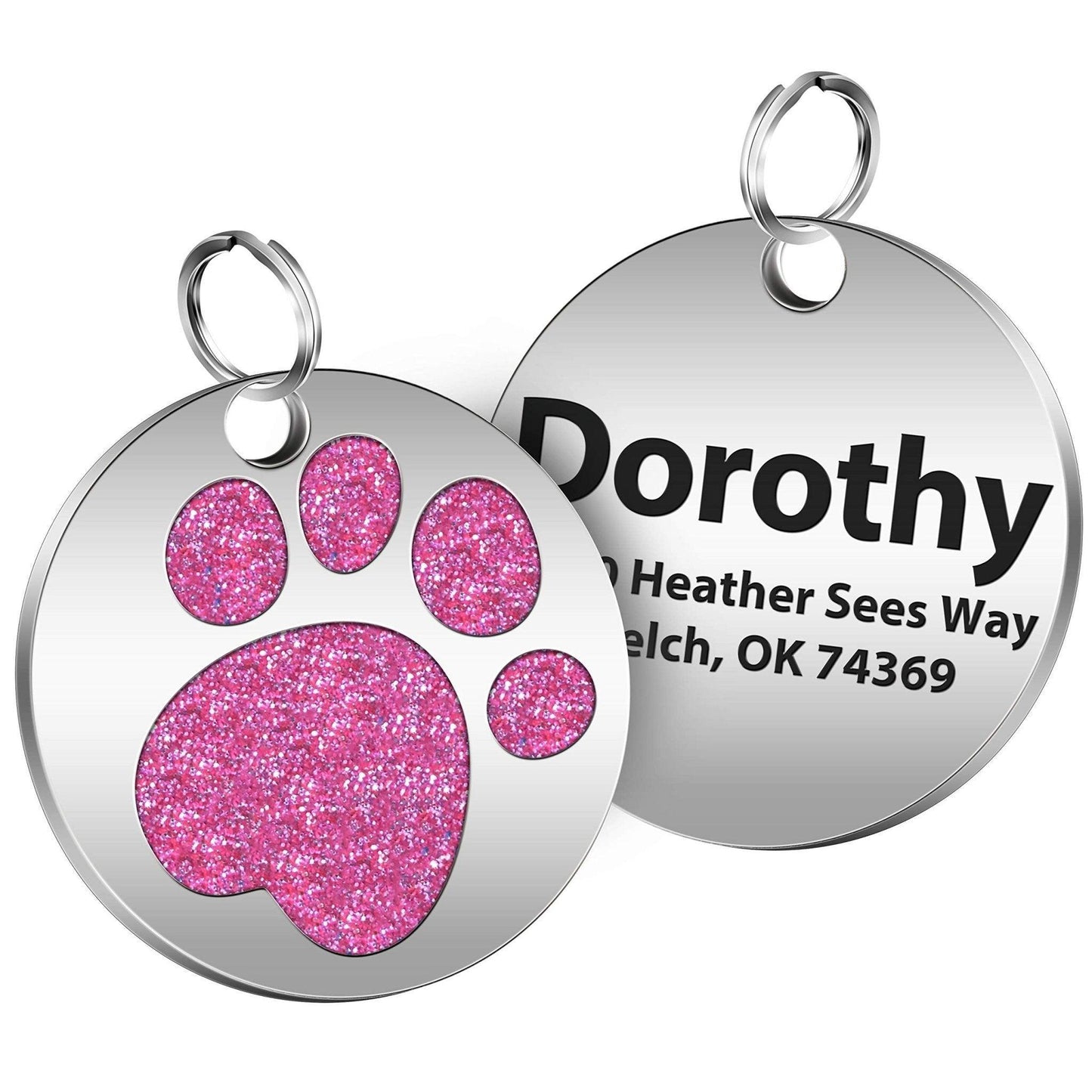 Paw Round Engraved Personalized Pet ID Tag