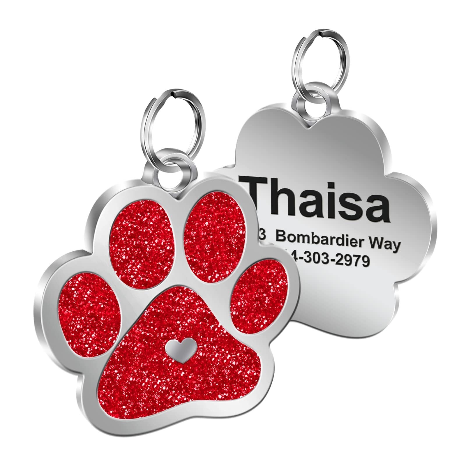 Personalized Pet ID Tag, Paw Dog Tag, Custom Cat Name Tag, Engraved Pet Tag, Pet Gift