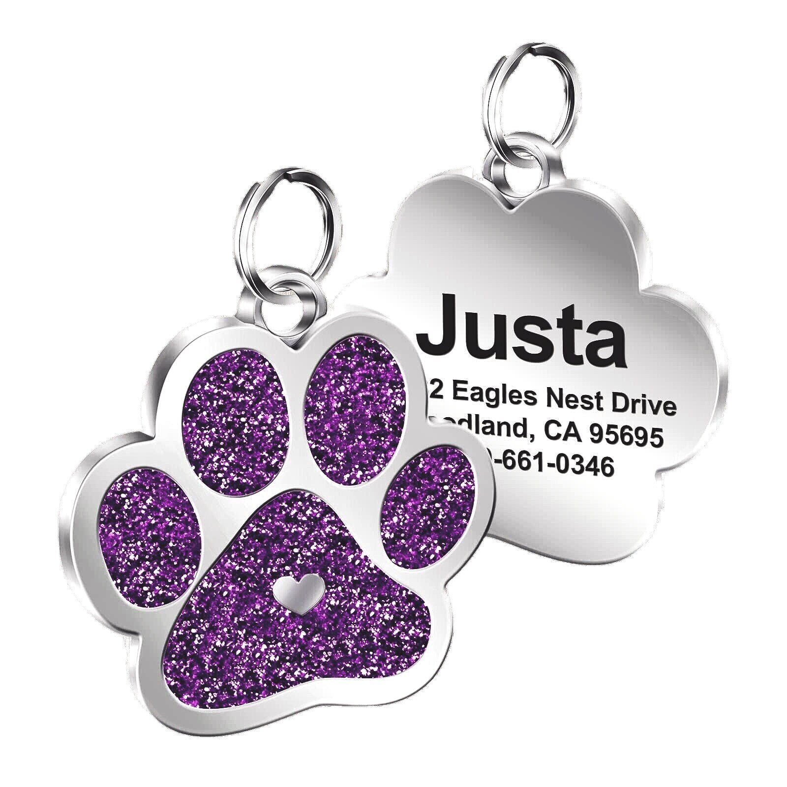 Personalized Pet ID Tag, Paw Dog Tag, Custom Cat Name Tag, Engraved Pet Tag, Pet Gift