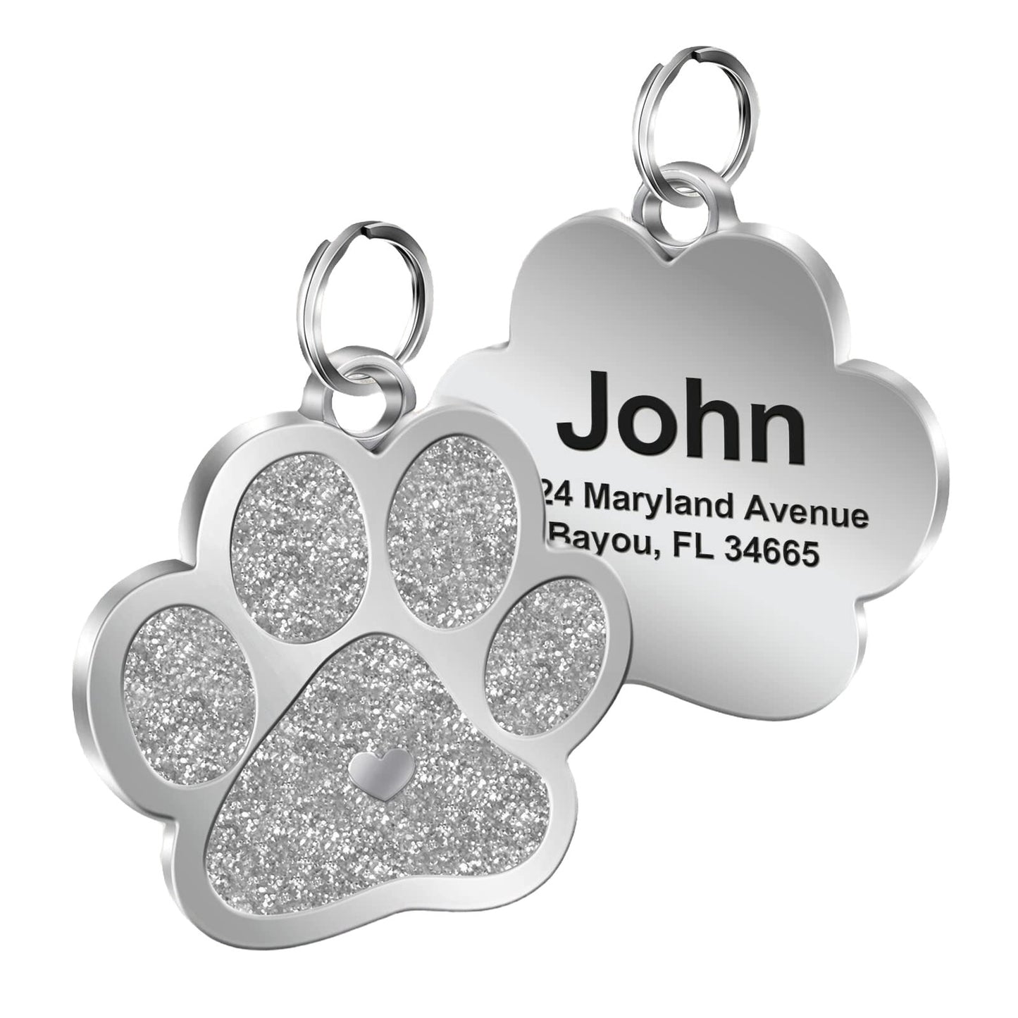 Personalized Pet ID Tag, Paw Dog Tag, Custom Cat Name Tag, Engraved Pet Tag, Pet Gift